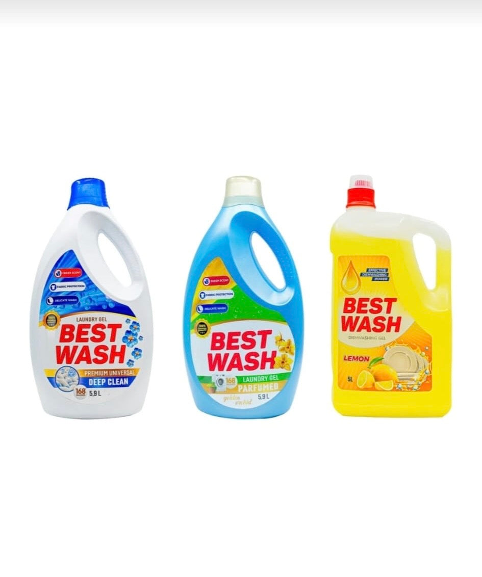 BESTWASH XXL – 2×5,9L Detergent Gel Lichid + 5L Aromă de Lămâie